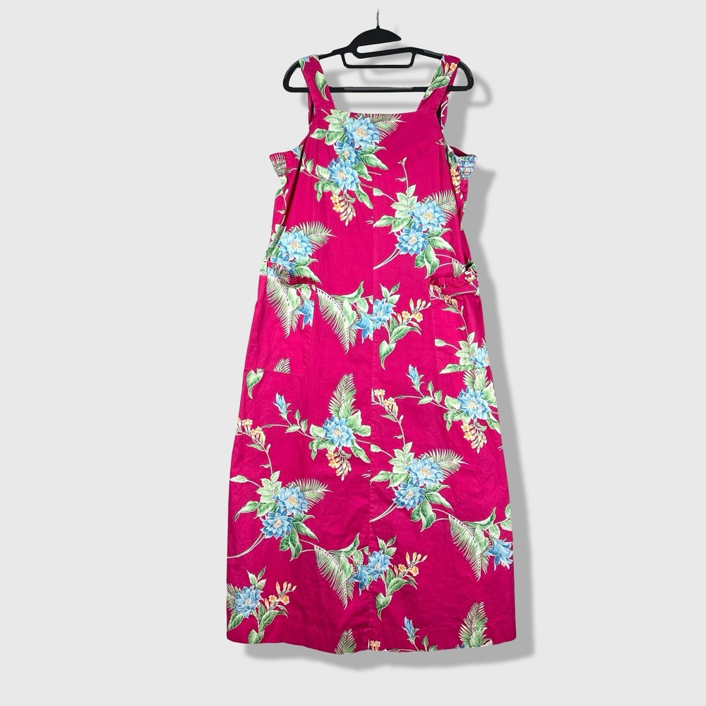 Hilo Hatties Maxi Dress Womens M Pink Tropical Floral Hawaiian Resortwear